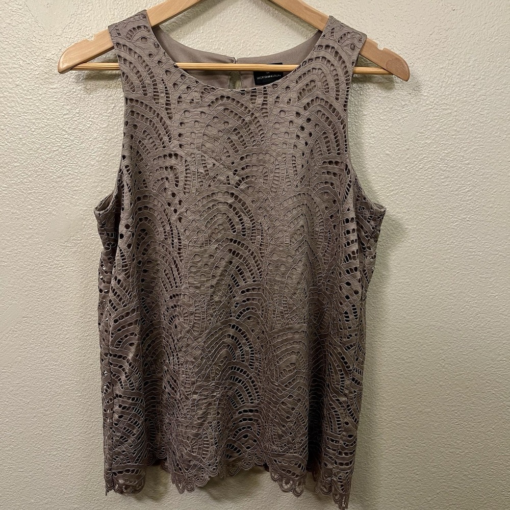 Worthington‎ Sleeveless Lace Top Scalloped Hem Classy Elegant Office Size S EUC